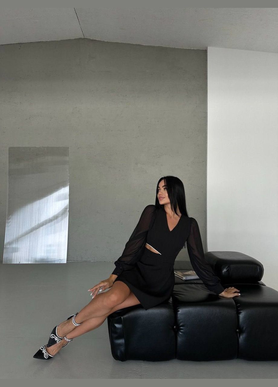 Чорна повсякденний сукня DK/DL Мода без кордонів однотонна