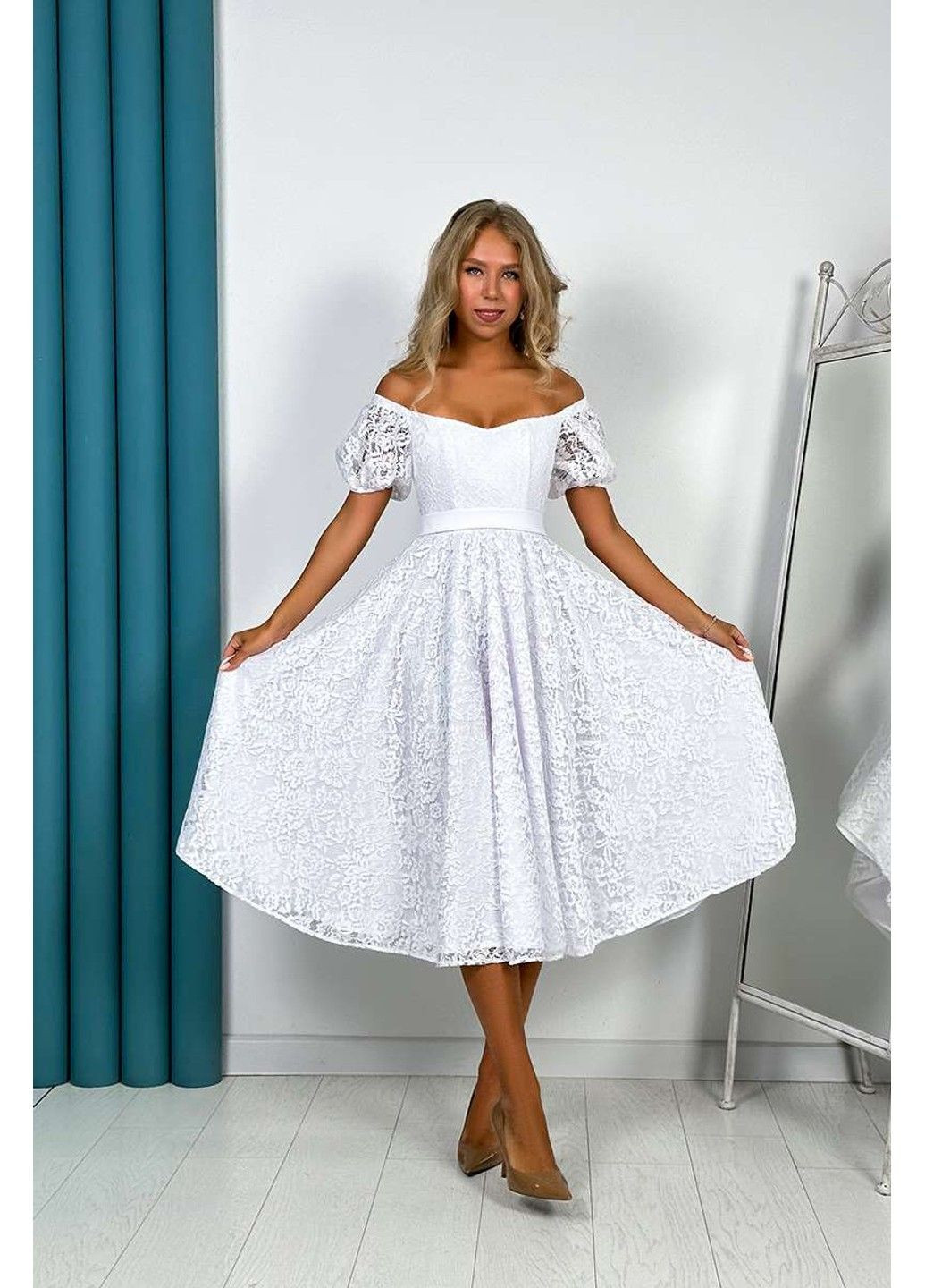 Білий вечірня сукня корсетна гіпюрова 24046 біла Tanita-Romario