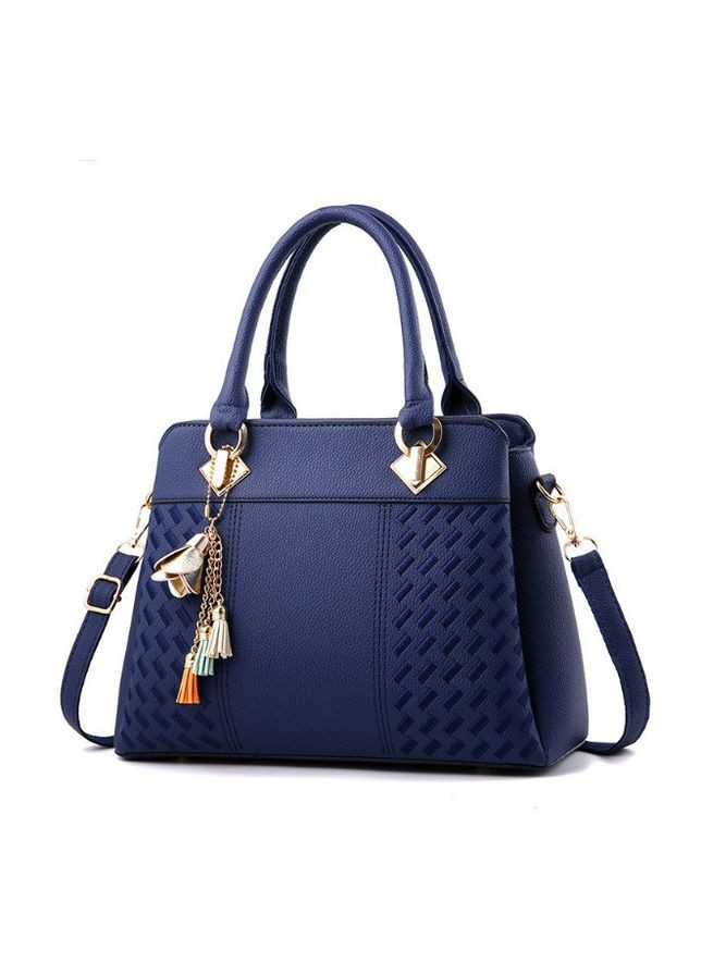 Класична жіноча сумка через плече з брелоком із еко-шкіри повсякденна синя (sku_673С) No Brand (330575723)