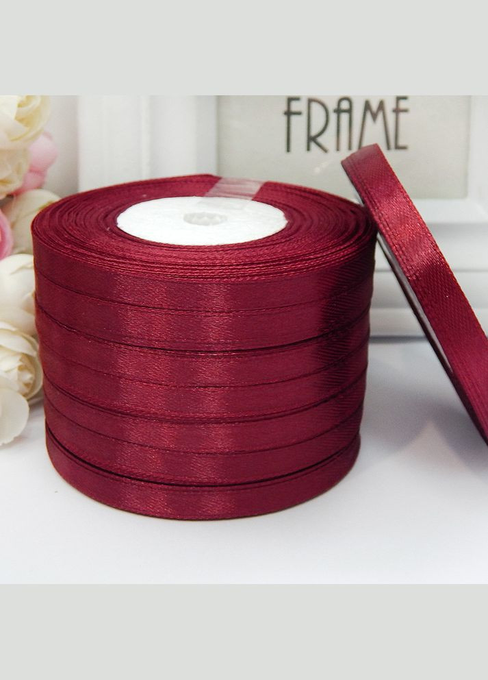Лента атласная однотонная, 0,6 см (рулон), №48 бордовая No Brand (340483148)