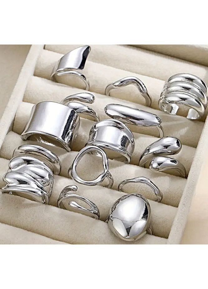 Кольца женские набор 14 единиц jeweston серебристые No Brand (365301764)