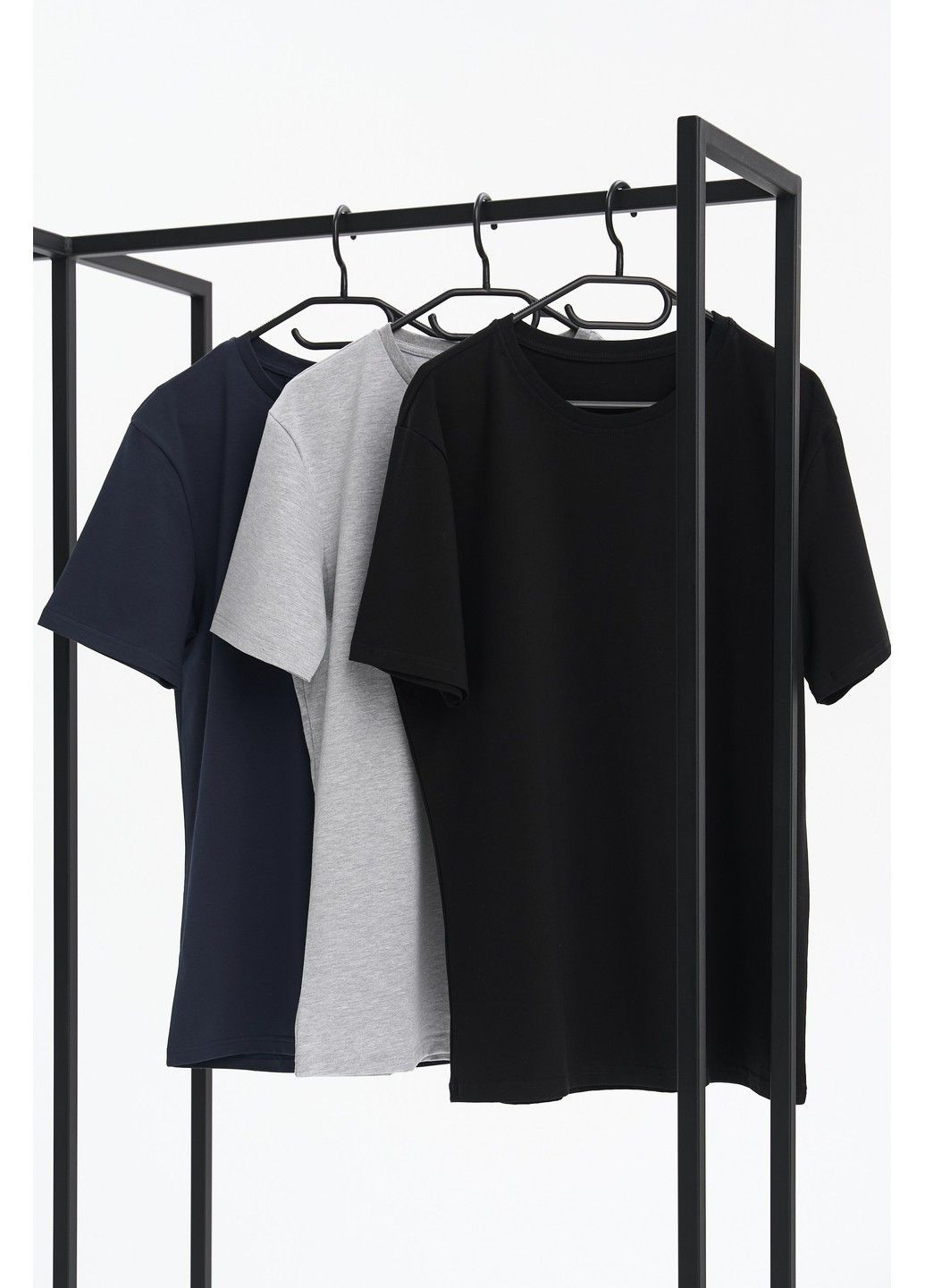 Комбинированная набор мужских футболок cotton basic 3 шт (синяя, серый меланж, черная) Handy Wear