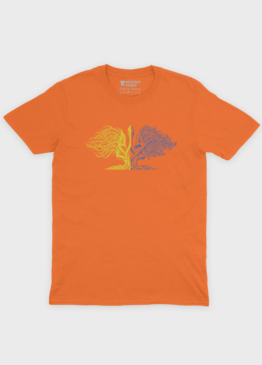 Оранжевая мужская футболка с патриотическим принтом гербтризуб (ts001-1-ora-005-1-026) Modno