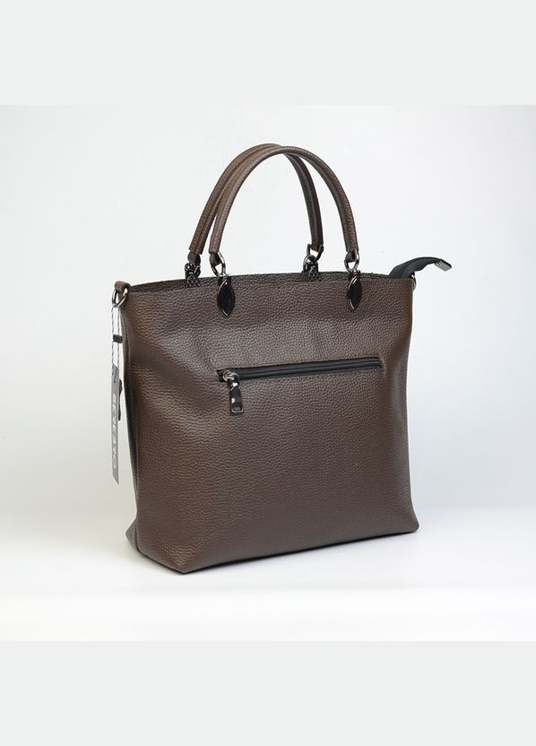 Темно-коричнева шоколадна жіноча шкіряна сумка тоут з ручками формату а4 Serebro (342374871)