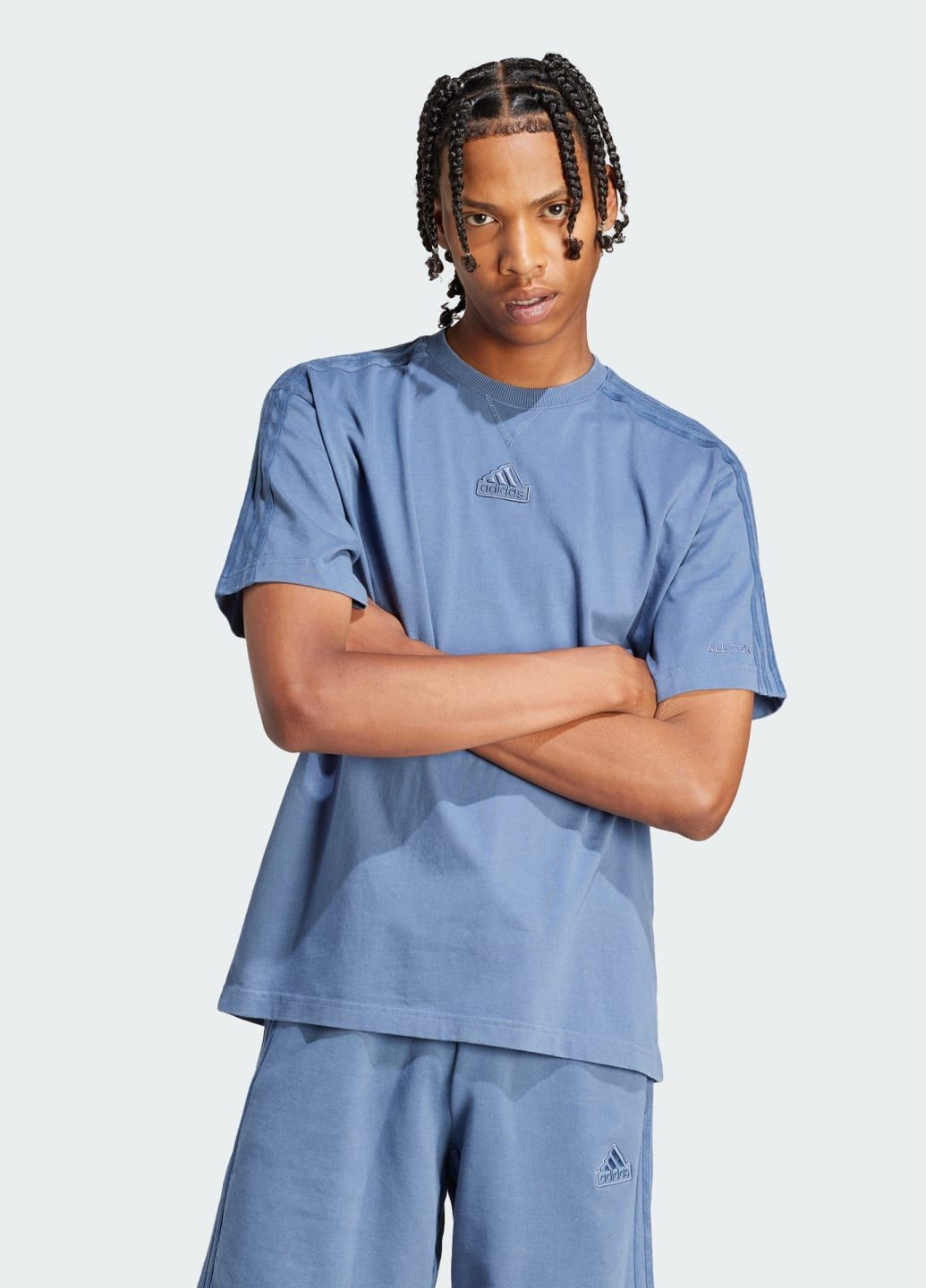 Синя футболка all szn 3-stripes garment wash adidas