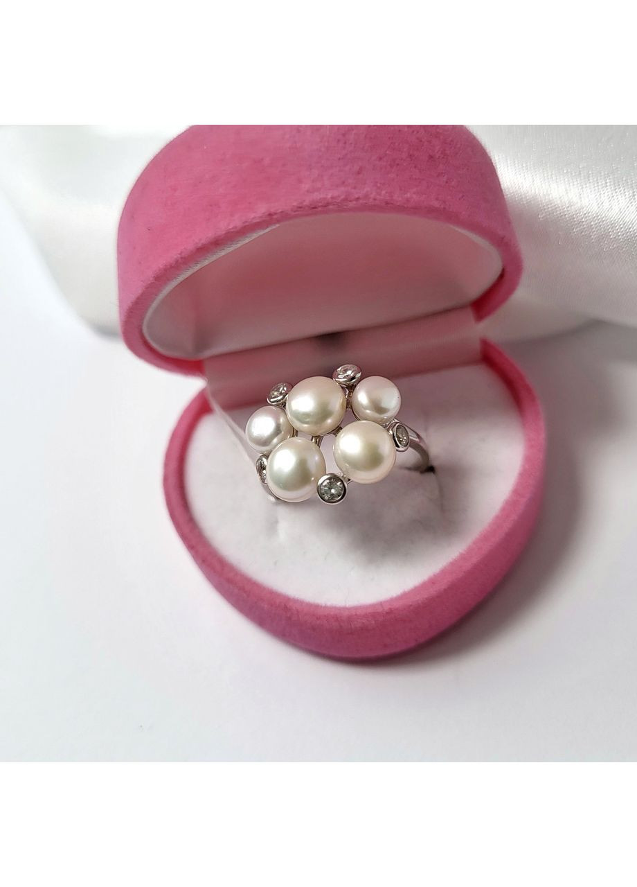 Серебряное кольцо с Белым Жемчугом размер серебро 925 пробы Родированное 917к 4.19г No Brand (351851432)