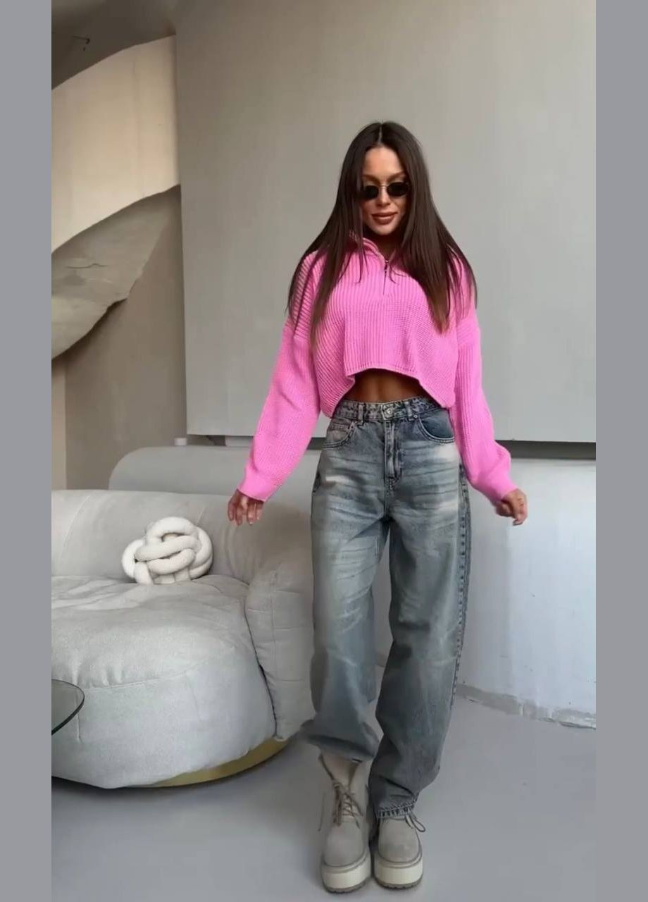 Розовый демисезонный женский свитер оверсайз Avanti