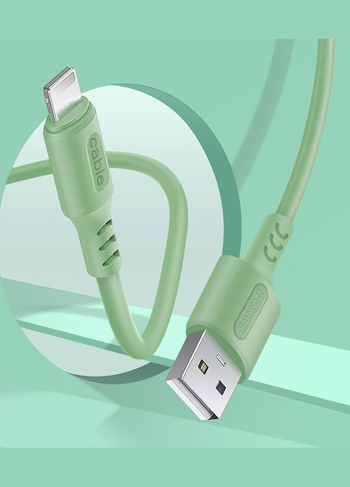 Кабель USB-Lightning, soft silicone, 2.4А, 1м, Green Colorway (339086747)