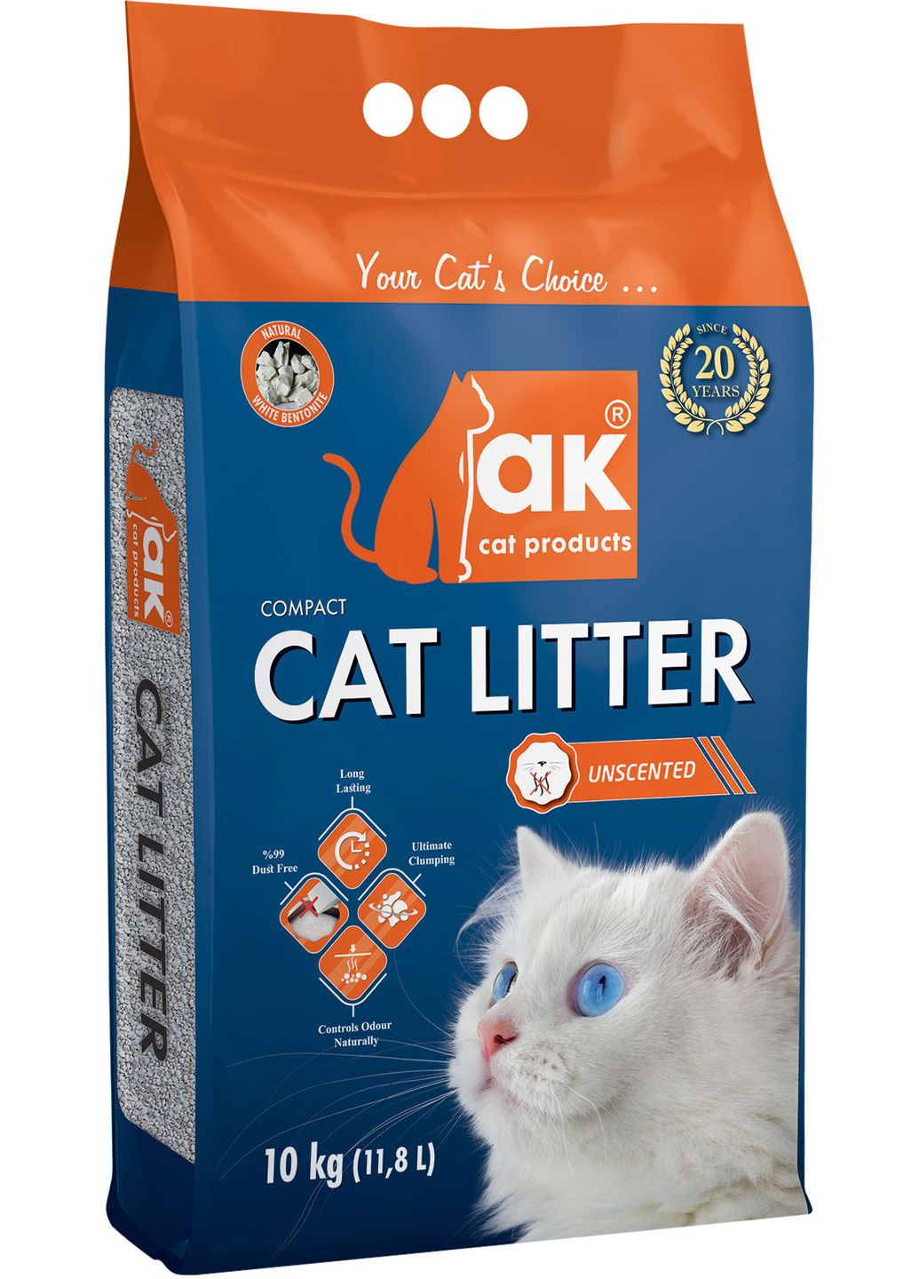 Наполнитель бентонитовый Compact Cat Litter натуральный 10 кг (8699245877472) AK Cat Products (308976788)