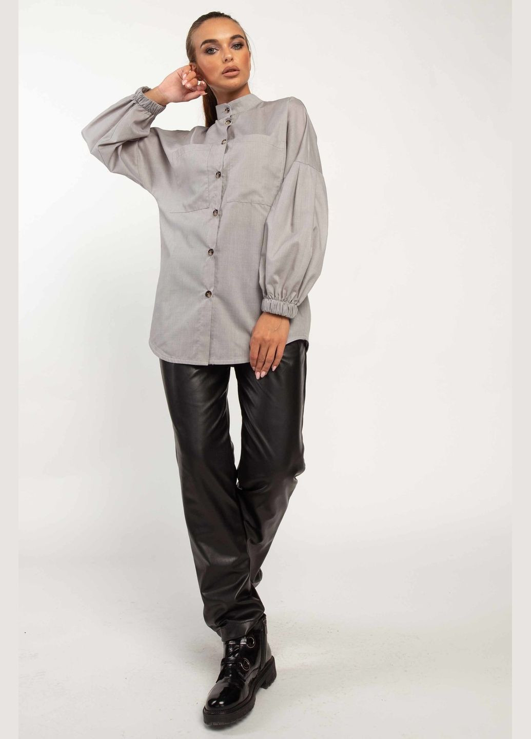 Серая классическая, кэжуал, праздничный рубашка RiMari