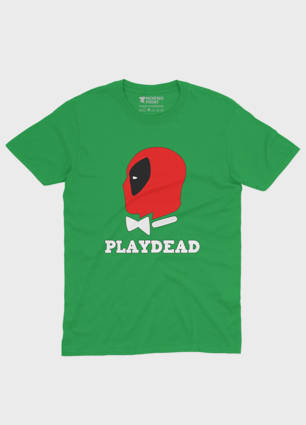 Зеленая демисезонная футболка для мальчика с принтом антигероя - дедпул (ts001-1-keg-006-015-023-b) Modno