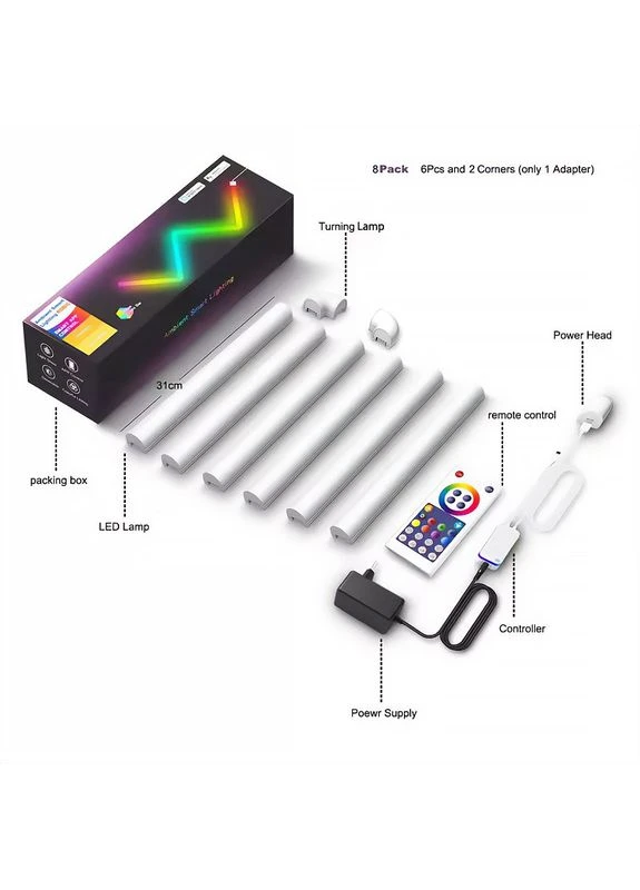 Настенный светильник Lines SAL-013B Bluetooth USB interface with app (6+2 pcs) White Epik (386036496)
