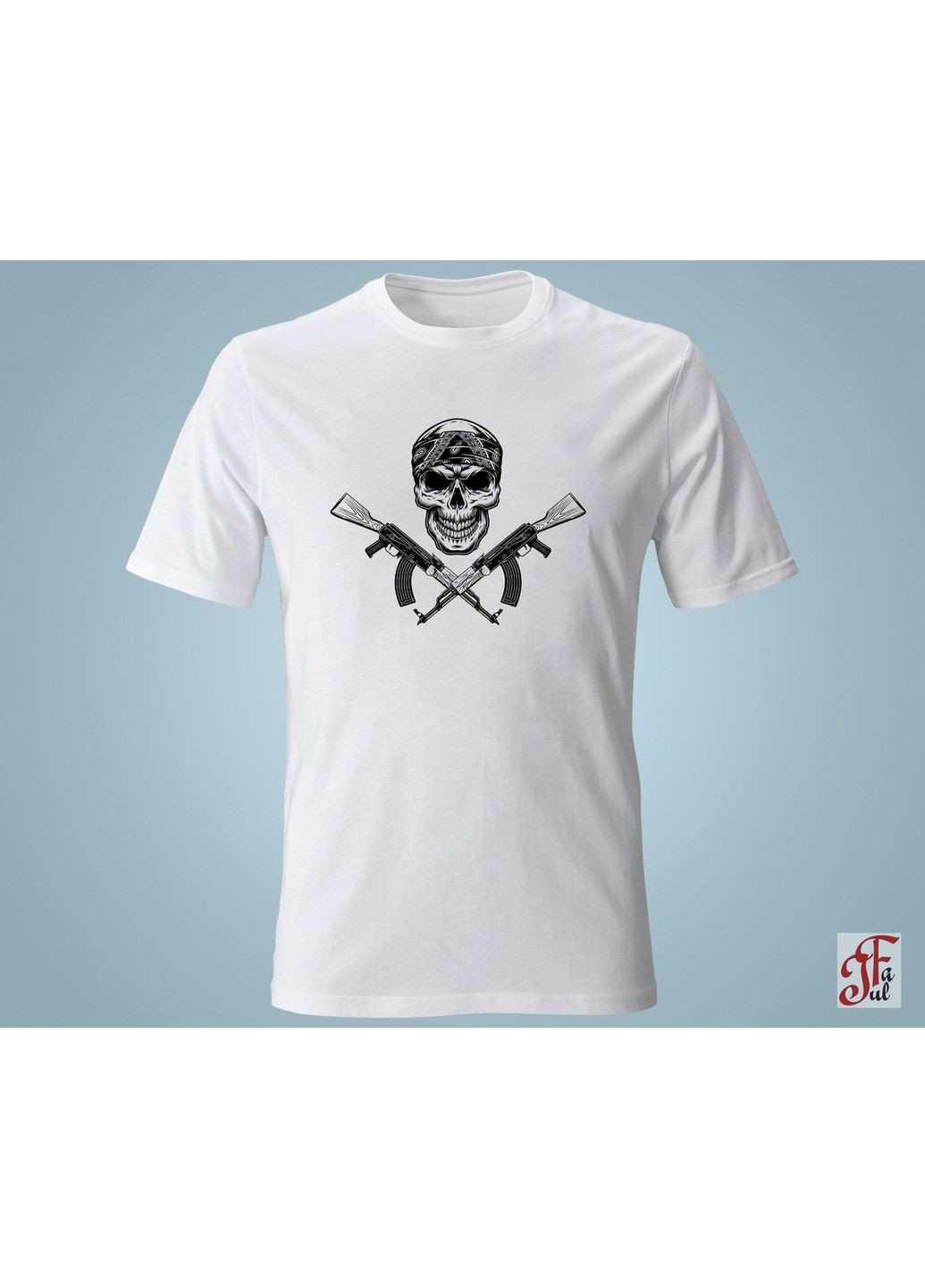 Женская футболка с принтом Череп в бандане с автоматами. XXL ЗаСвіт - (280940511)