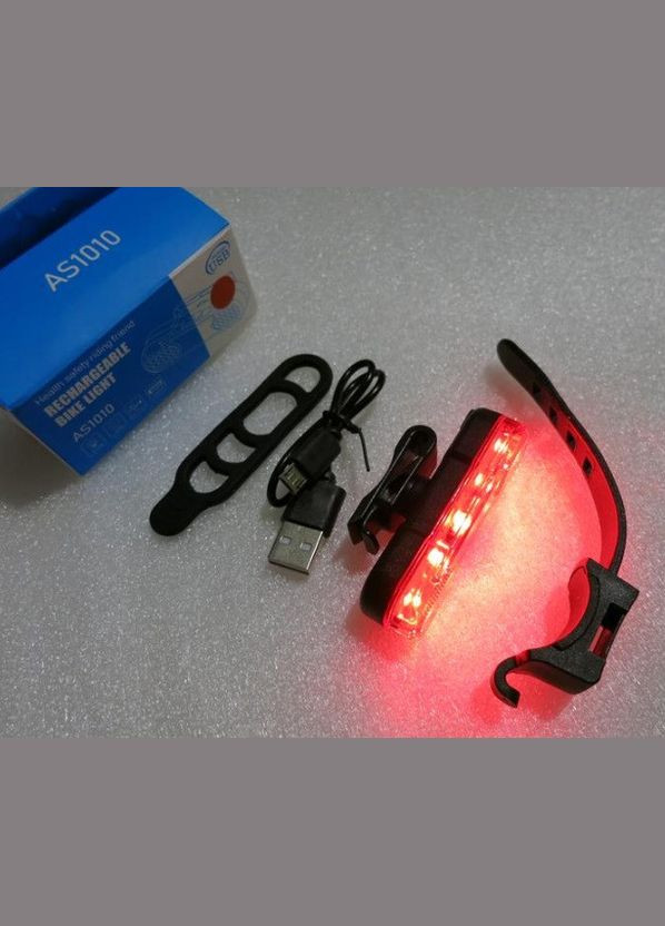 Велосипедний ліхтар задній акумуляторний AS1010 габаритні вогні вело фара червоне світло 4 режими WD (297330915)