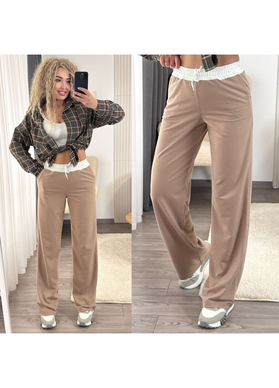 Штана палаццо якісна двонитка з широким поясом на резинці Україна (362106400)