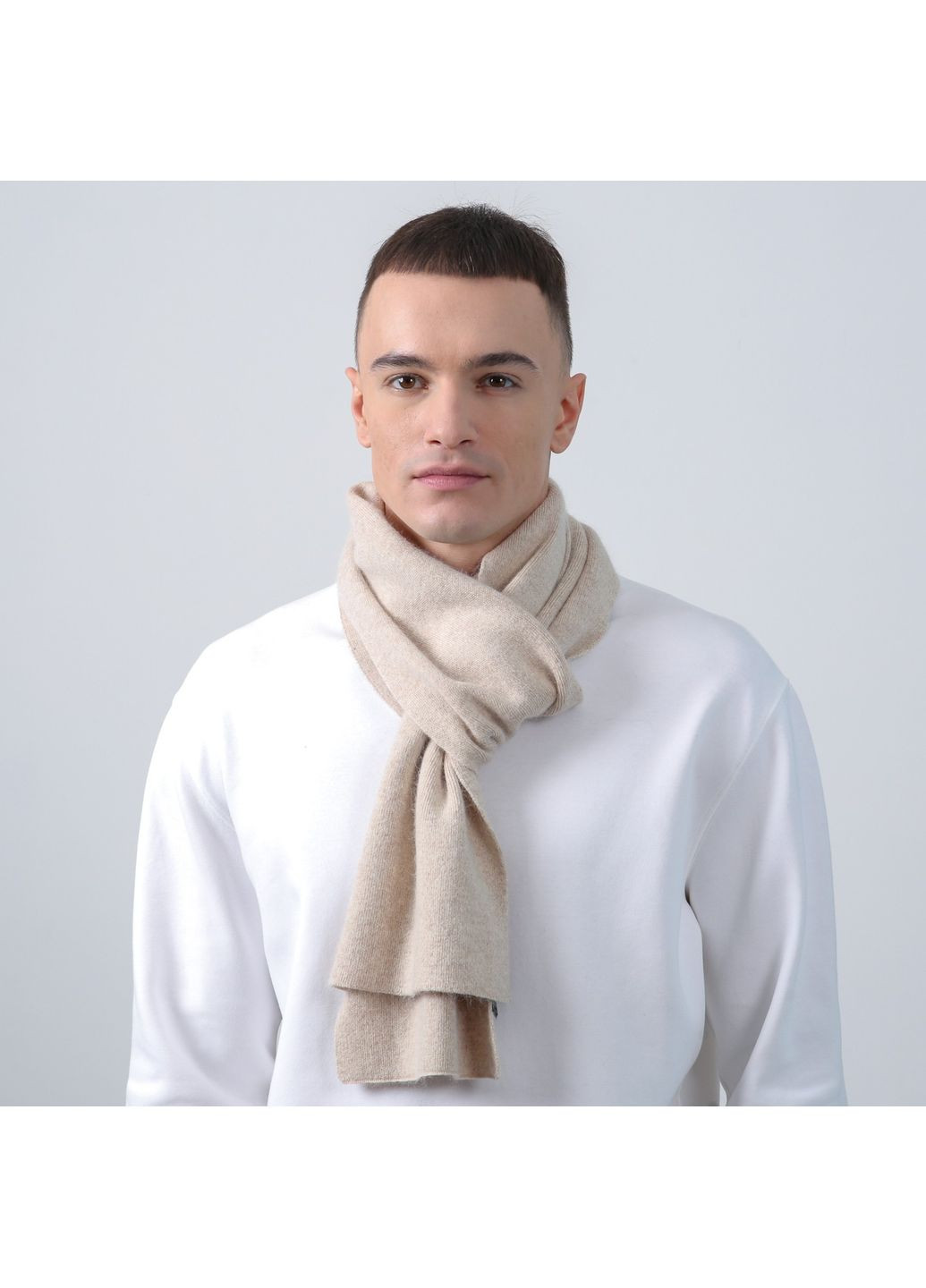 Шарф чоловічий однотонний вовна бежевий FELIX 225-701 LuckyLOOK 225-701M (368389977)