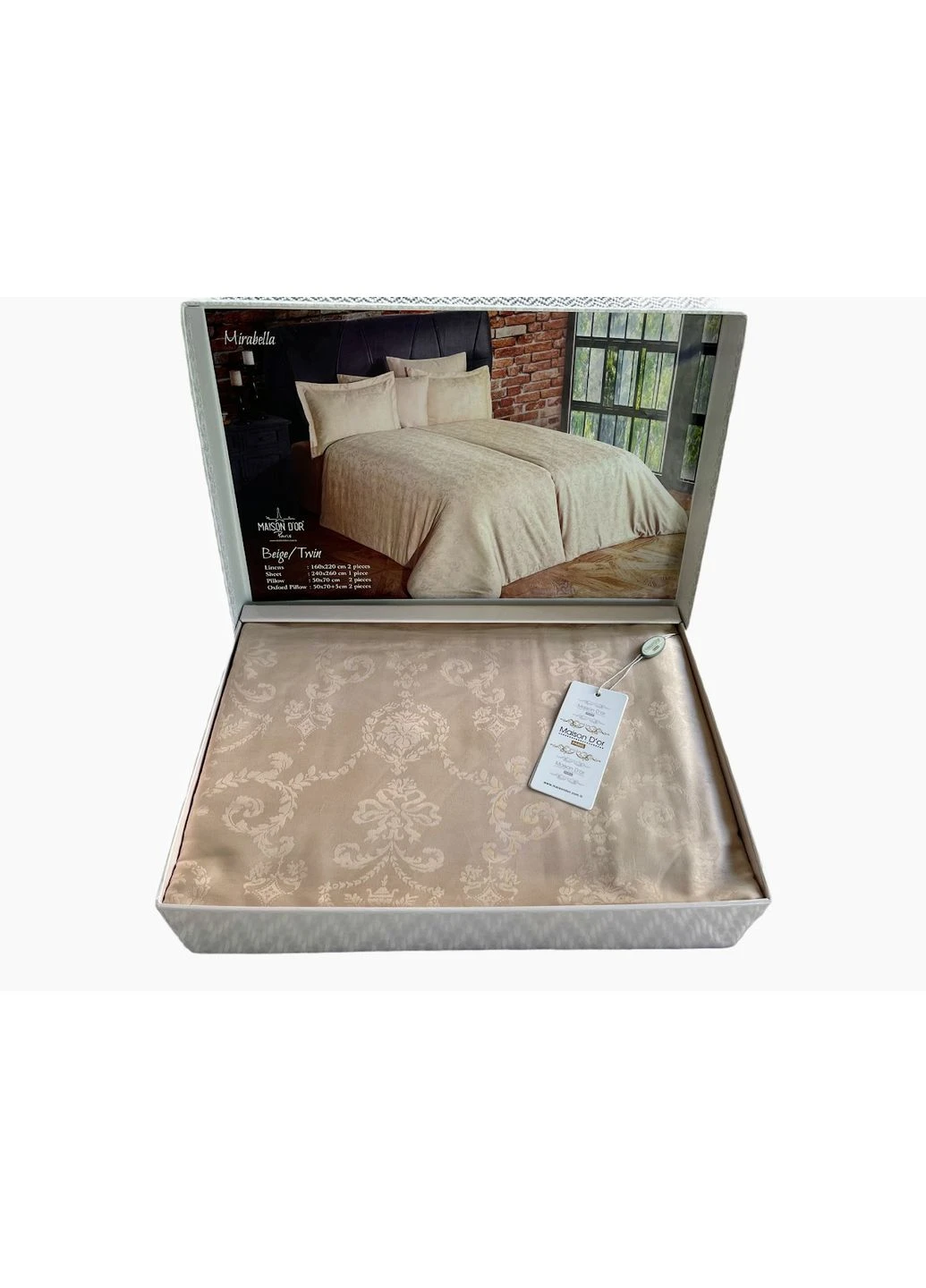 Постельное белье Жаккард Maison Dor MIRABELLA BEIGE Бежевый Евро 50x70 см Maison D'or (362270987)