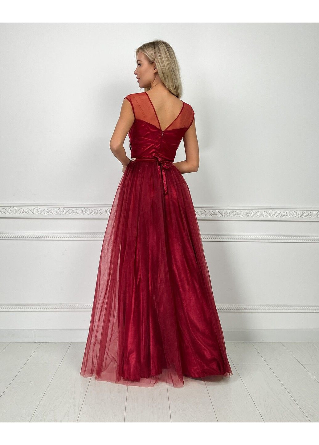 Бордова вечірня сукня метелики вишивка 7036 бордова Tanita-Romario