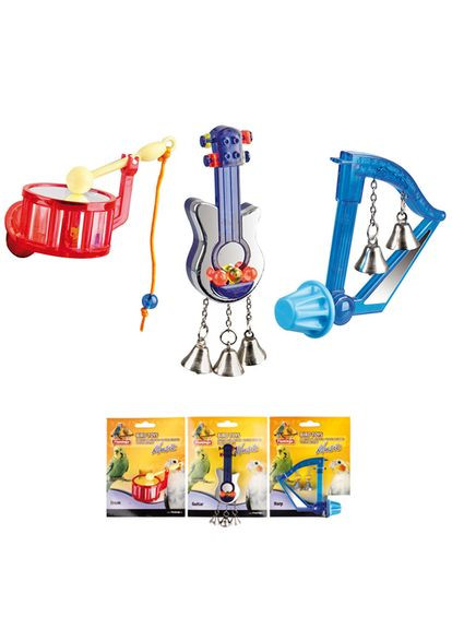 Іграшка для птахів Bird Toy Music музичний інструмент з дзвіночками 8 см (5411290162050) Flamingo (279564097)