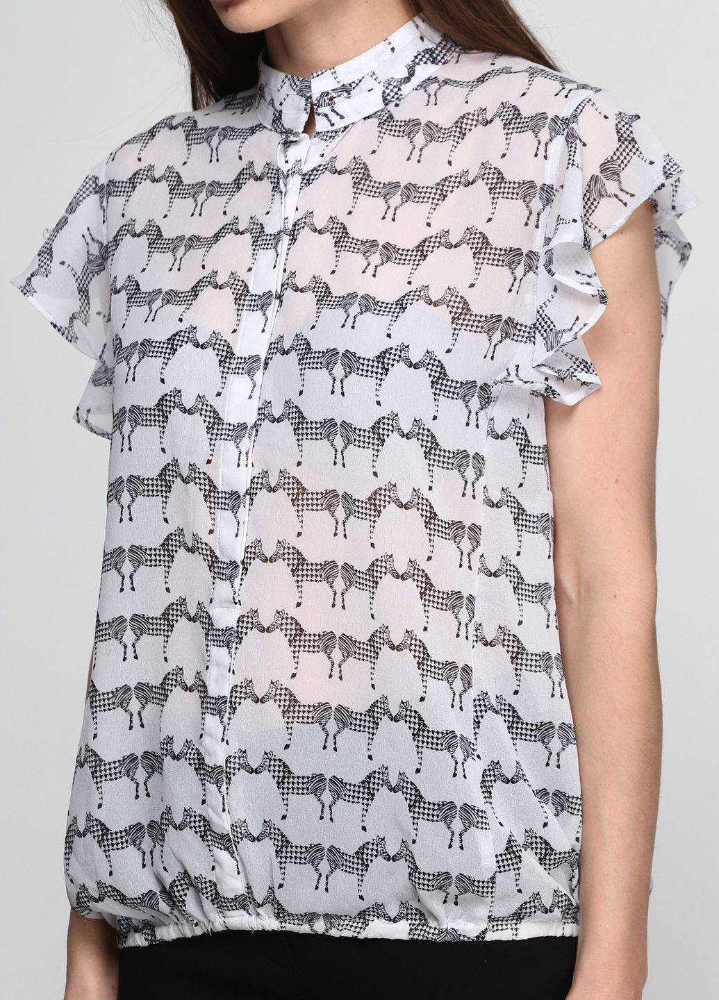 Біла блуза зелений Axel