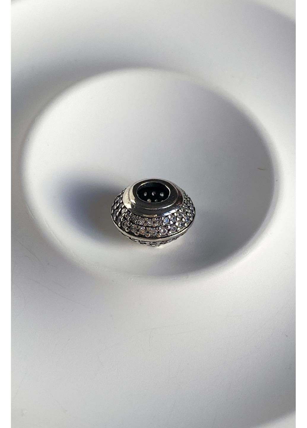 Шарм для браслета бусина диск цирконий серебро 925 CHICLY (367583694)