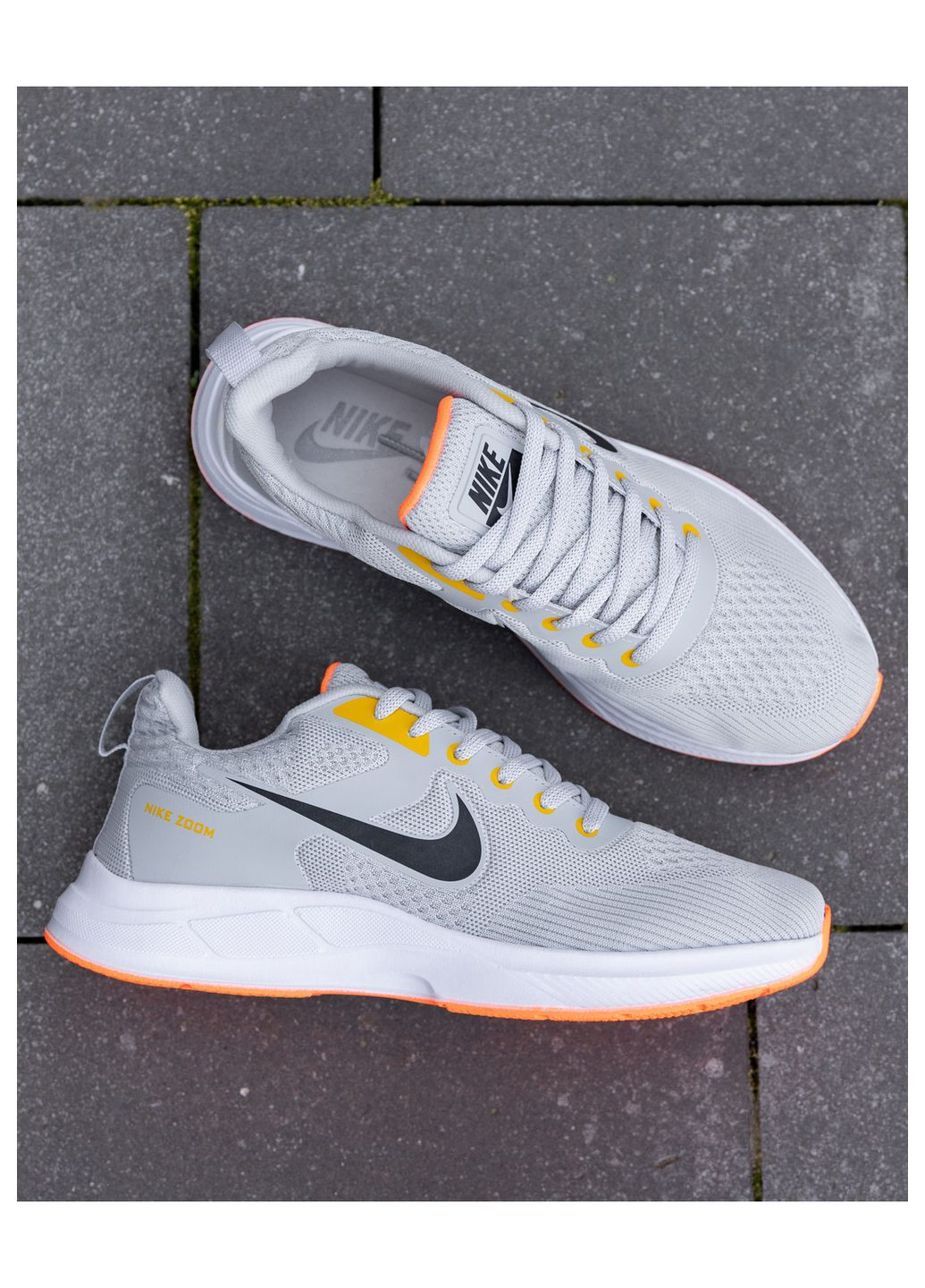 Сірі Осінні кросівки чоловічі silver orange, вьетнам Nike Zoom