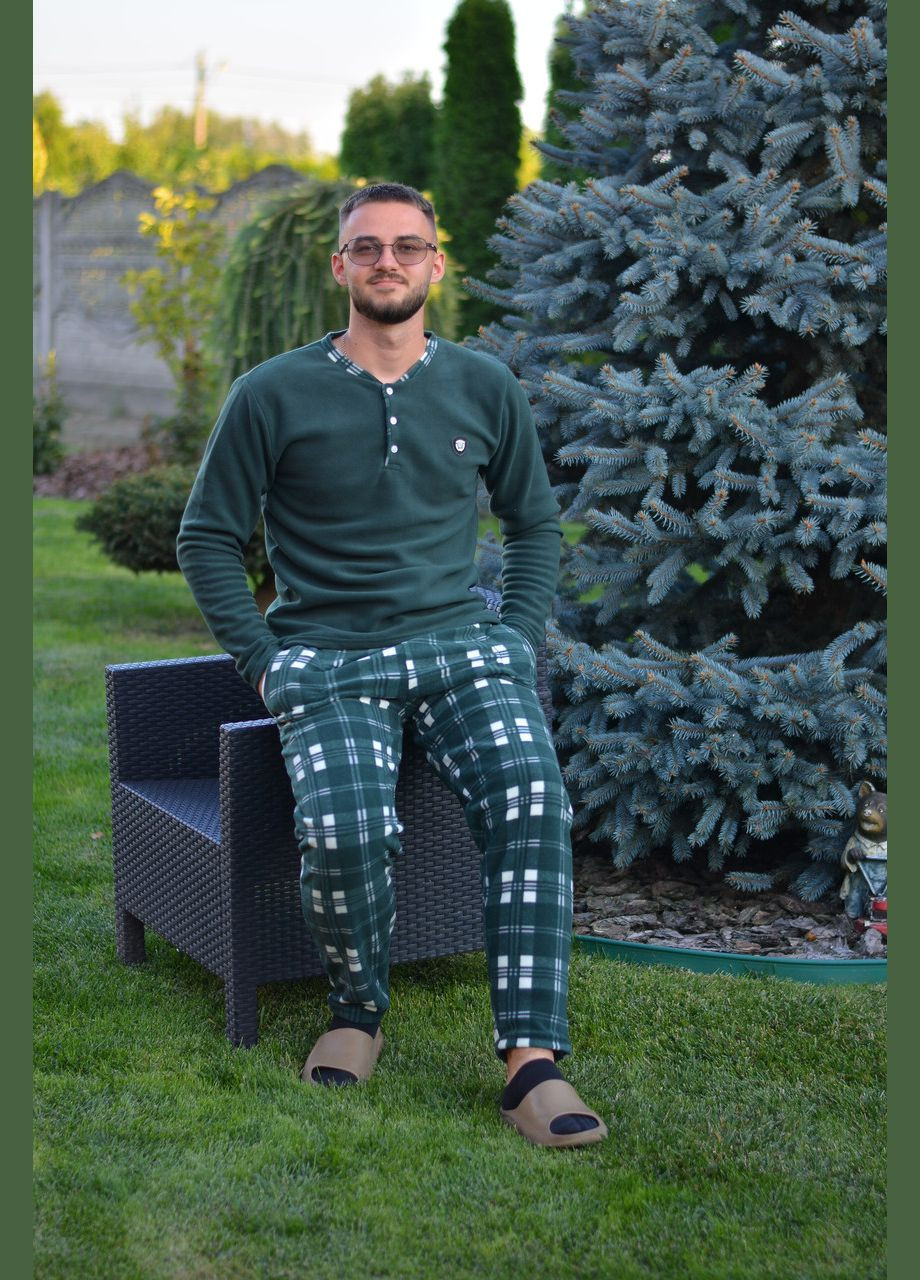 Флисовая теплая мужская пижама / домашний костюм. (зеленый) Pijamoni (307497337)