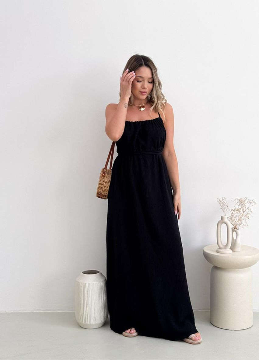 Чорна кежуал сукня муслінова гера Art Knit однотонна