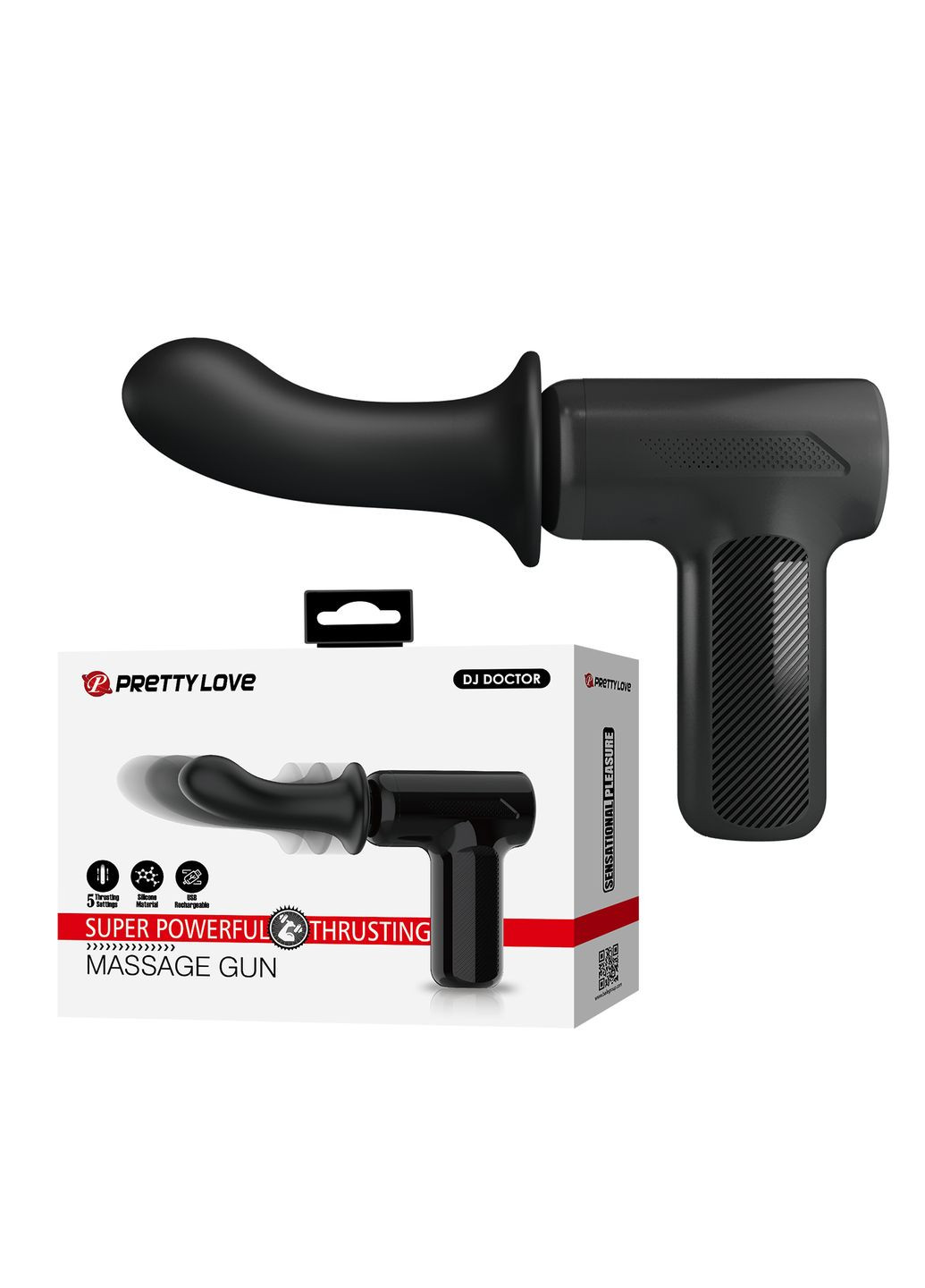 Вибромассажер пистолет Dj Doctor Massage Gun, 12.1 х 3.8 см Pretty Love (372511167)