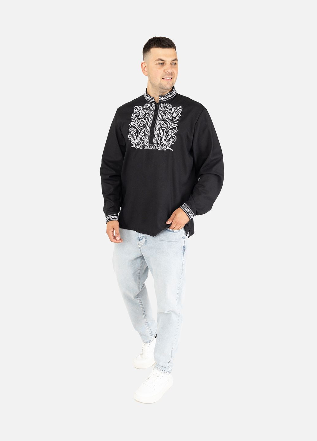 Чорна чоловіча вишиванка колір чорний цб-00255034 Dexters льон (300149813)
