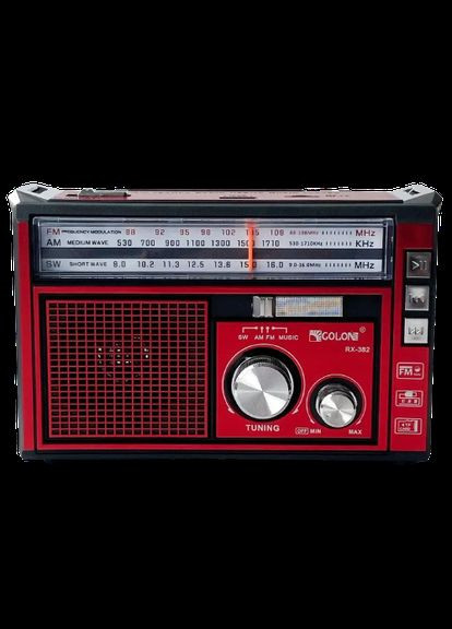 Радиоприемник портативный на аккумуляторе RX-382 FM/AM/SW с фонарем LED красный (1756375729) Golon (326033107)