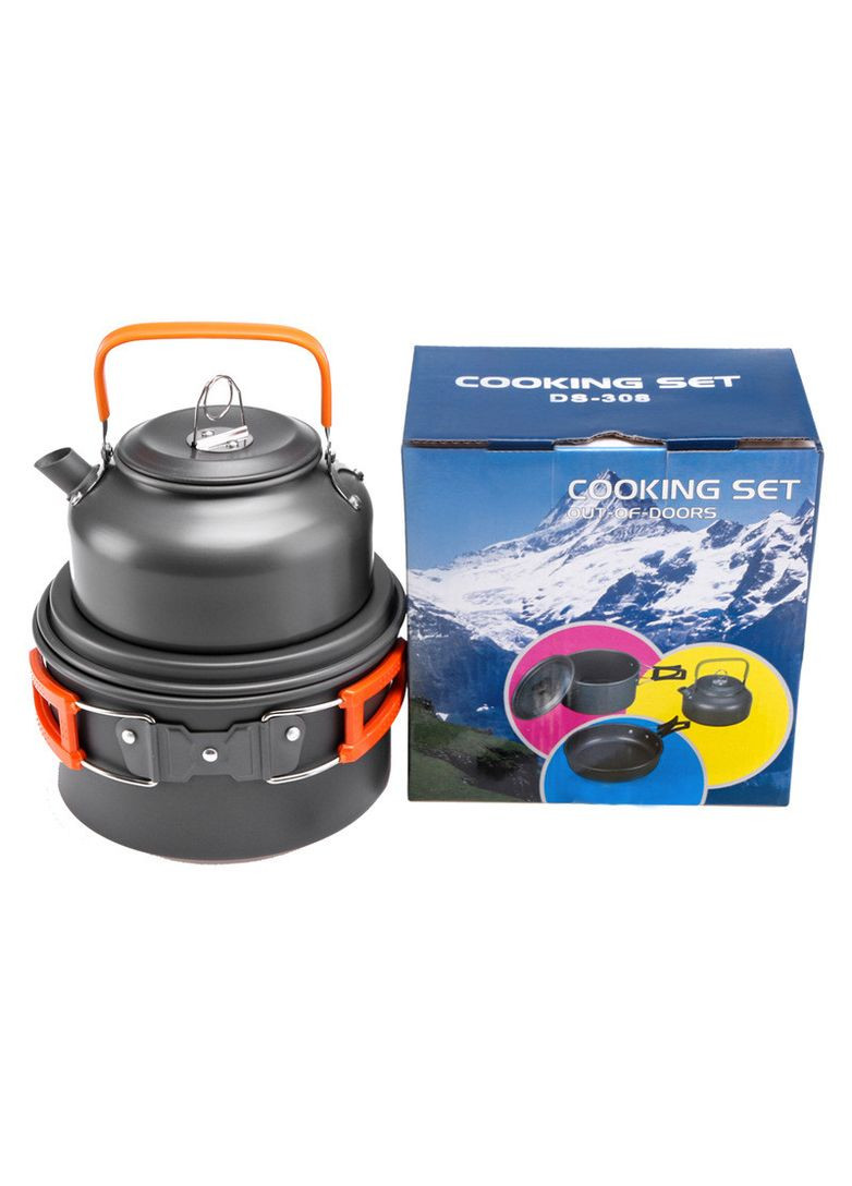 Набір туристичного посуду Cooking Set DS-308, помаранчеві ручки F&D (354362363)