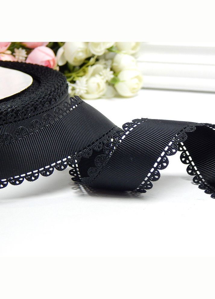 Лента репсовая с ажурным краем (фестон), 3 см, черная No Brand (340484104)