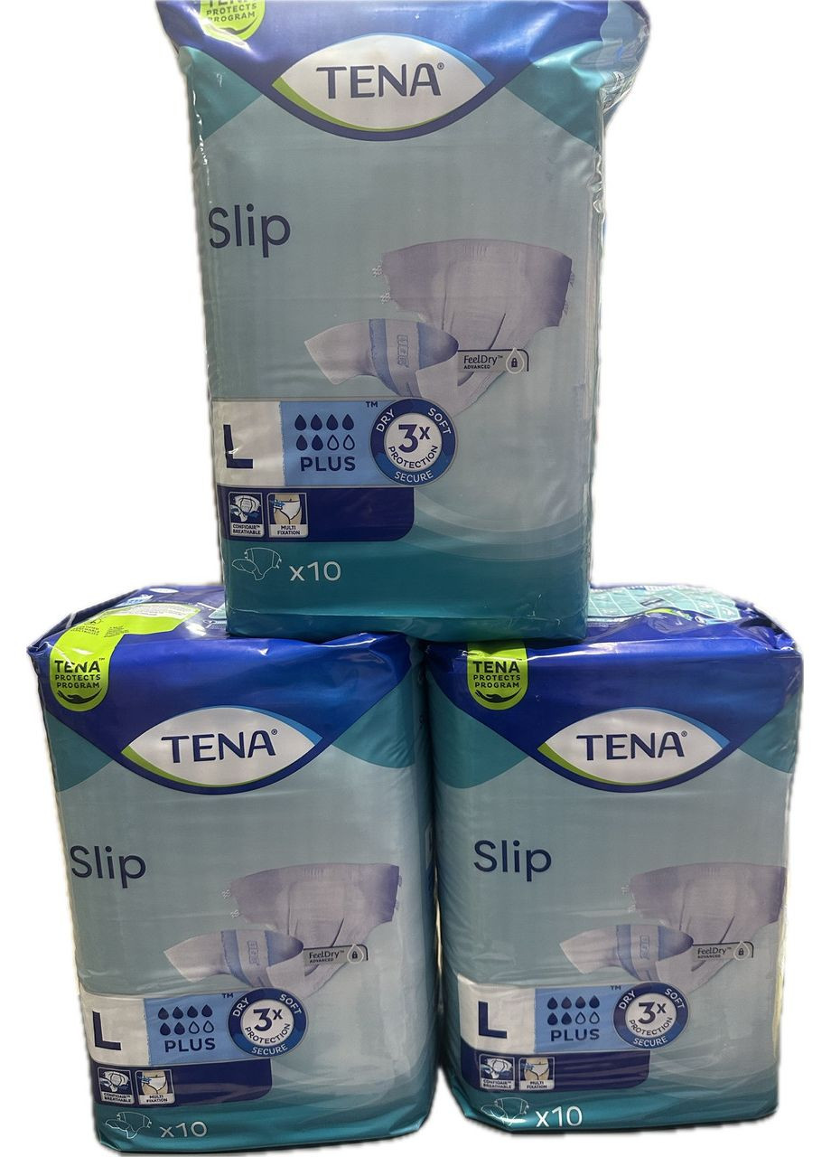 Підгузки для дорослих Slip PLUS L Large 30 шт./пач (3*10 шт) Tena (370144085)