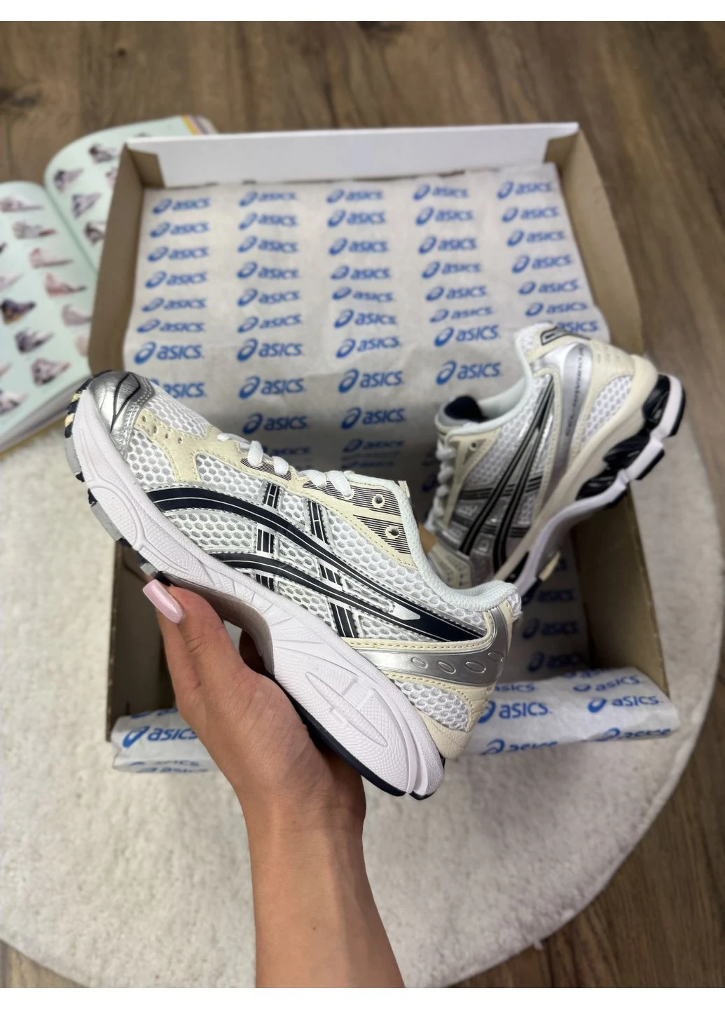 Білі літні кросівки asics gel-kayano 14 white silver blac асікс гель кахано 14 No Brand