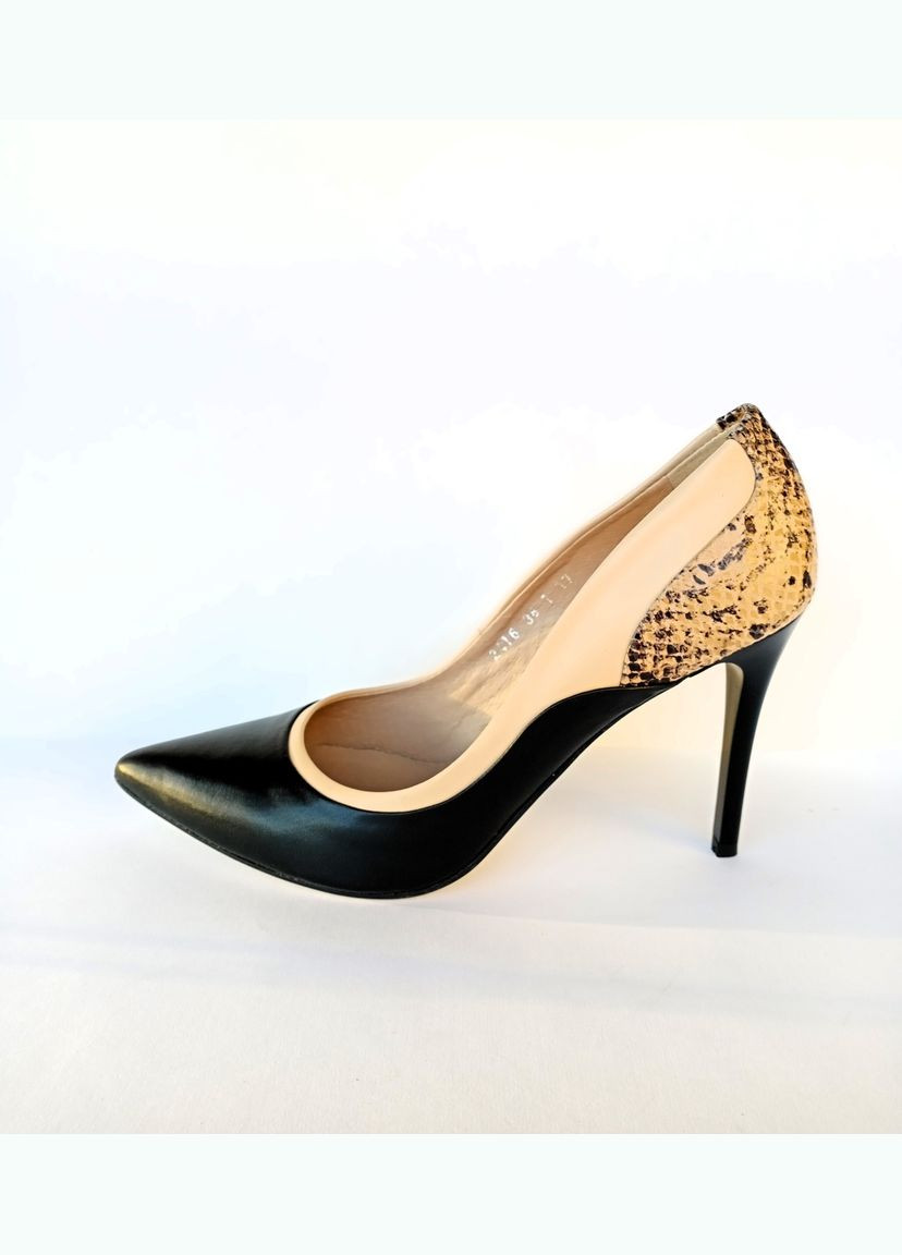 Kaniowski брендові стильні жіночі туфлі на високій шпильці 36 (23 см ) коричневий/бежевий мері джейн комбінований з натуральна шкіра, польща — всесезон (322785070)