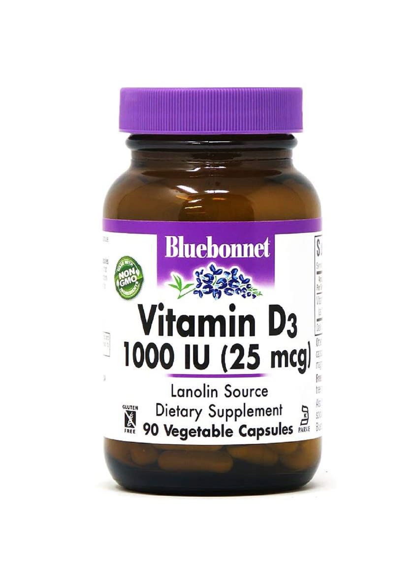 Вiтамiн D3 1000IU,, 90 вегетаріанських капсул Bluebonnet Nutrition (326055362)