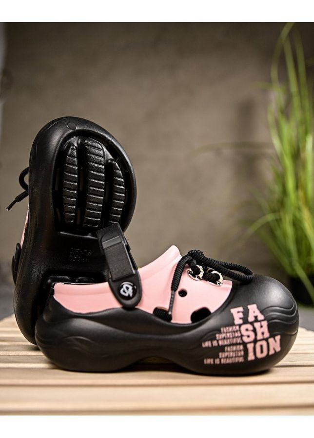 Крокси Fashion black/pink No Brand чорні літо (355336232)