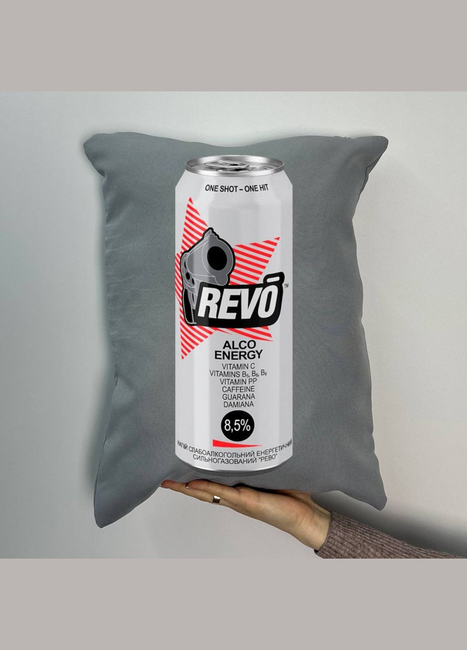 Подушка з принтом габардинова Рево, сіра 35х45 (324) Hand Made (350941908)