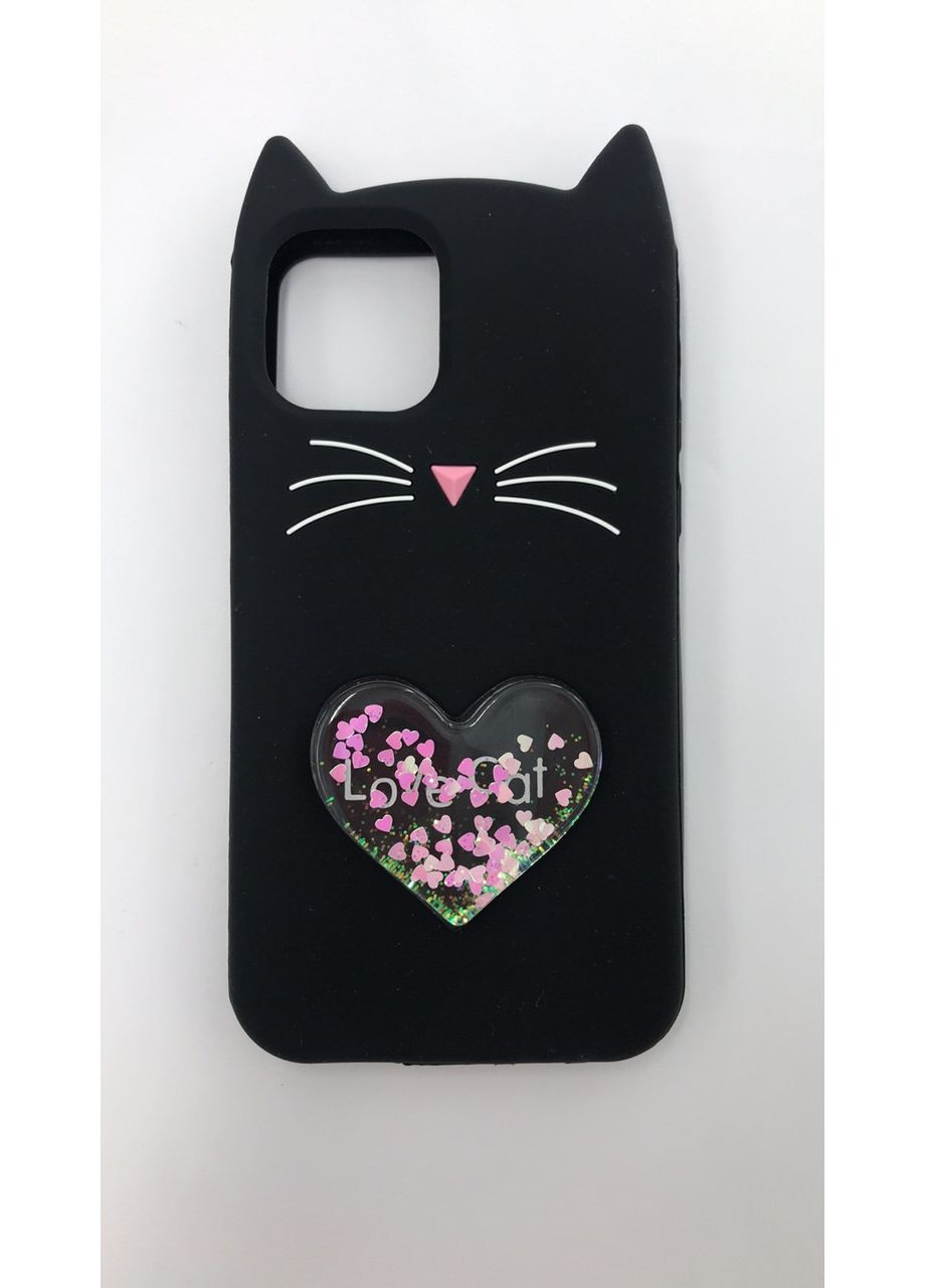 Силиконовый чехол 3D Case с переливающимися блестками на iPhone 11 Pro Кот чёрный Epic (359495193)