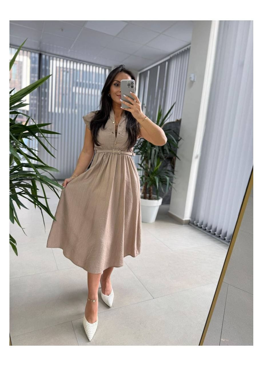 Песочное повседневный, вечернее платье Україна однотонное