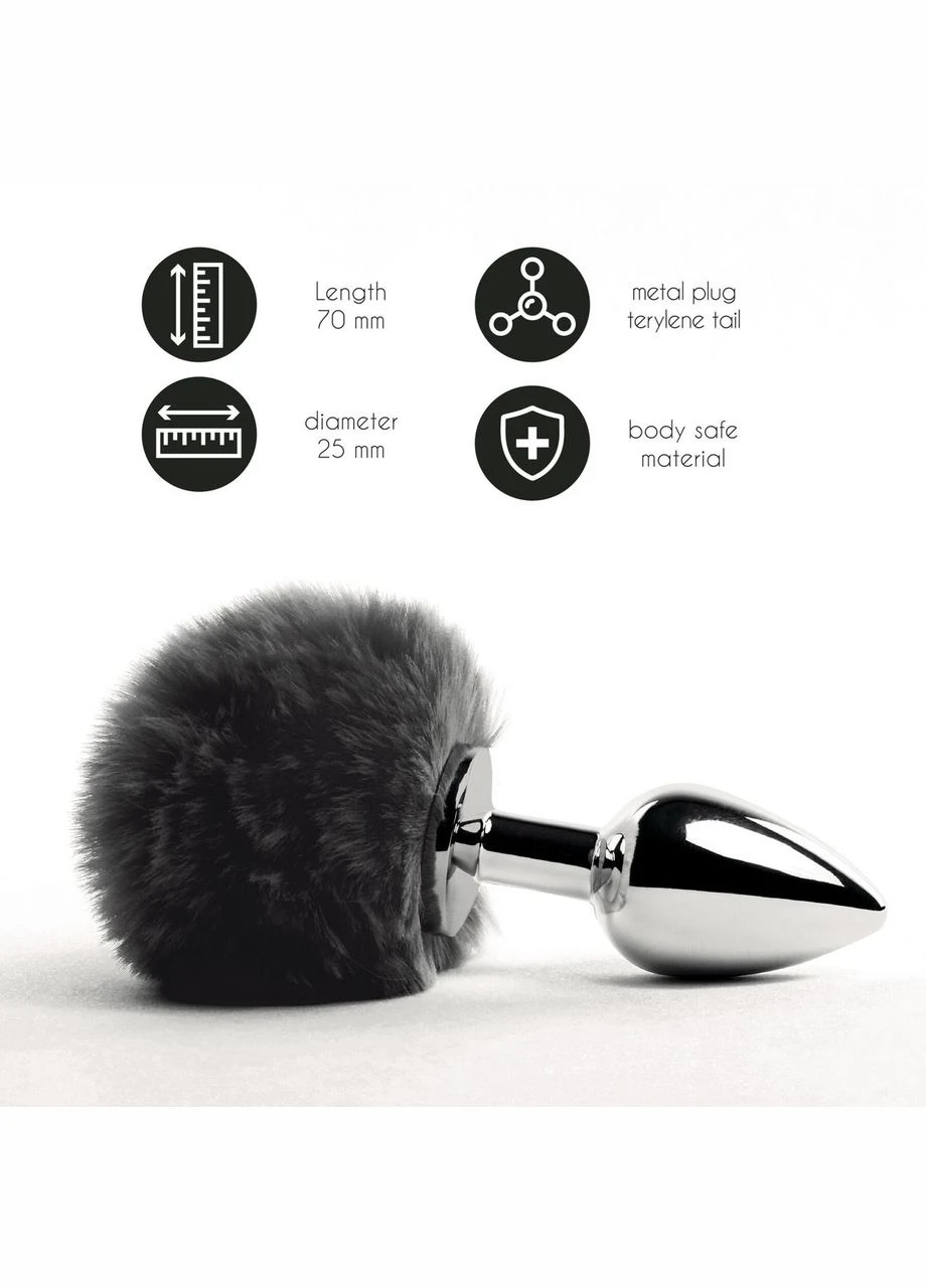 Анальная пробка - Bunny Tails Butt Plug Black FeelzToys (303882714)