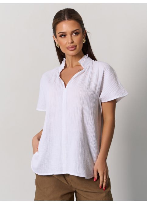 Белая свободная муслиновая блуза No Brand