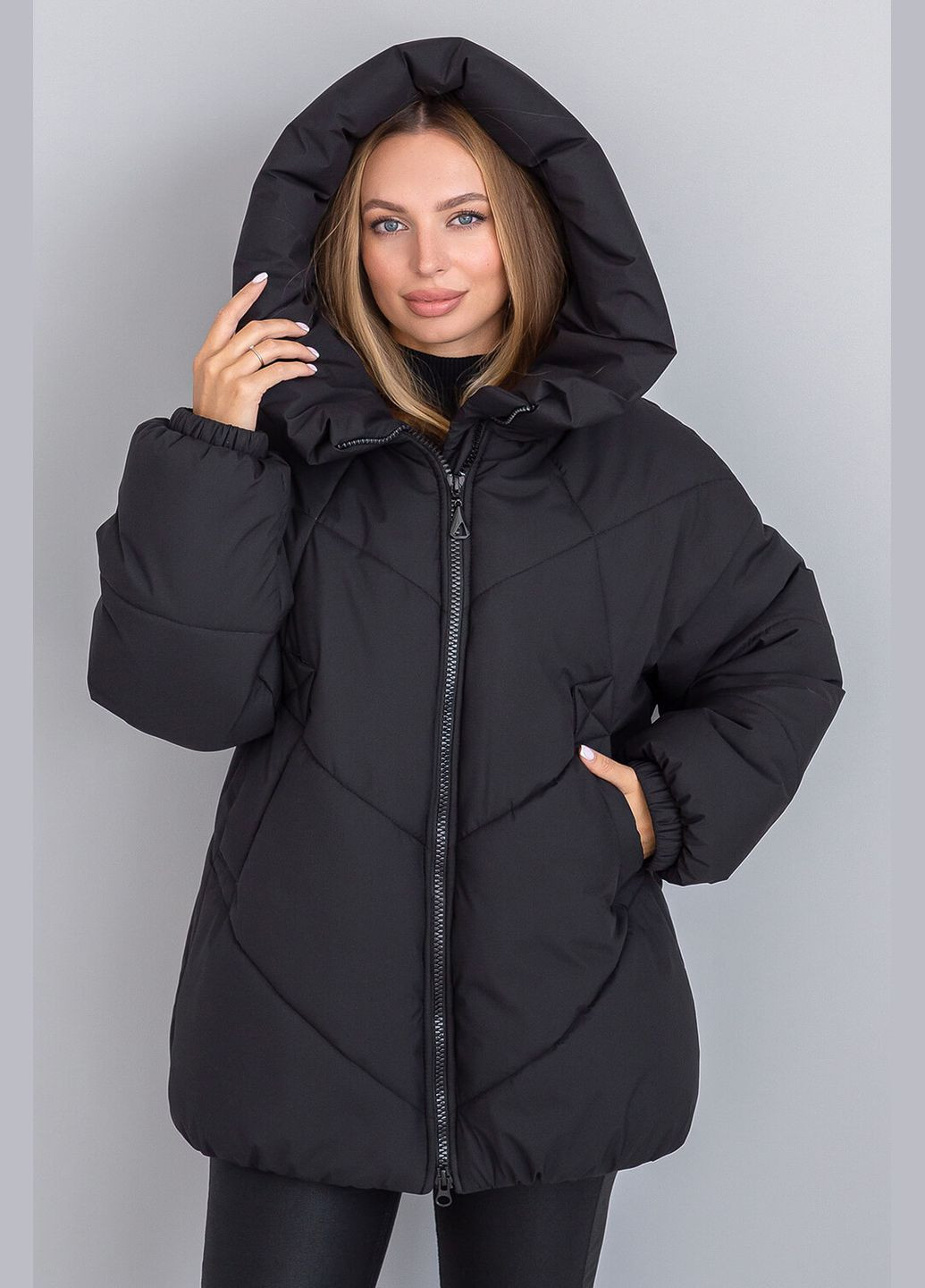 Чорна зимня зимова куртка селін міді 44 чорний MioRichi