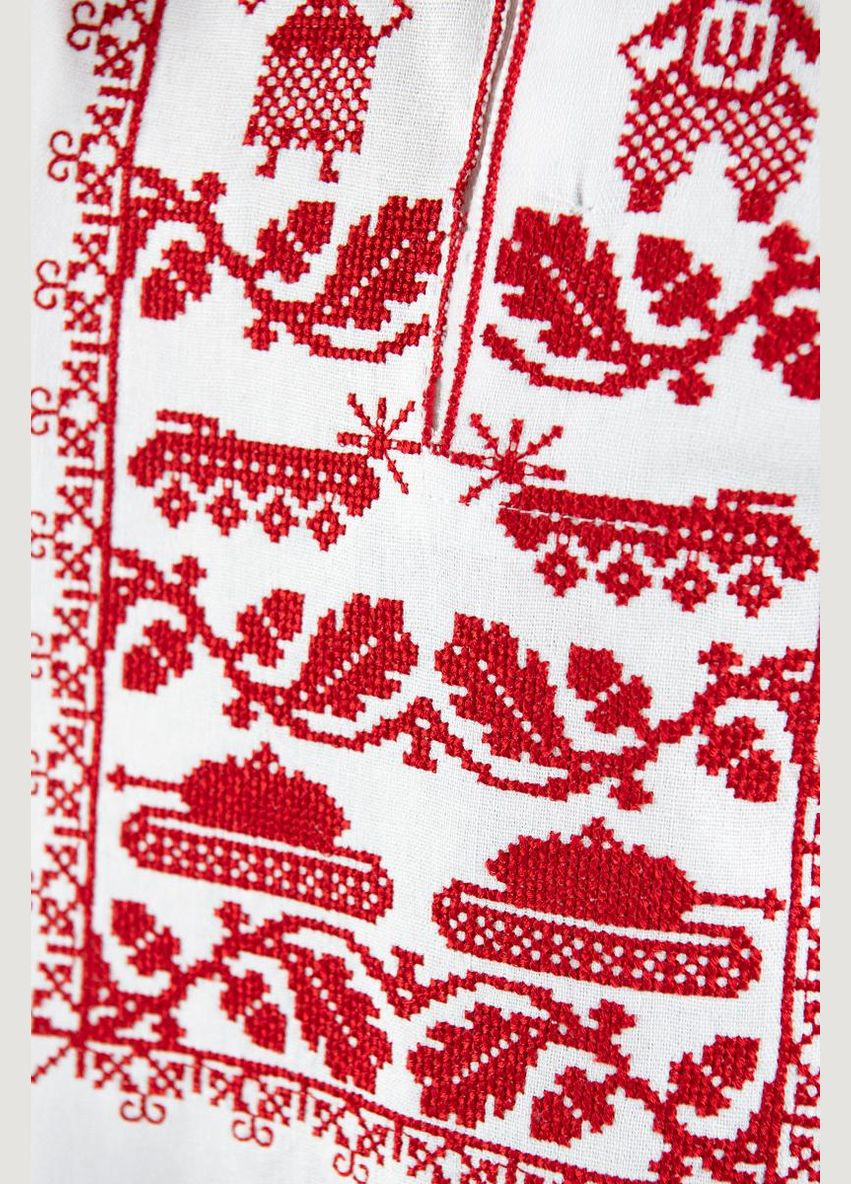 Біла вишиванки для хлопчика біла з натурального льону — традиційні орнаменти, машинна якісна вишивка візерунок орнамент льон (322423957)