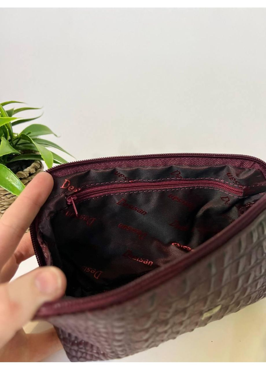 Косметичка женская натуральная кожа Турция с ремешком для кисти крокодил (064-6) Desisan (368150504)