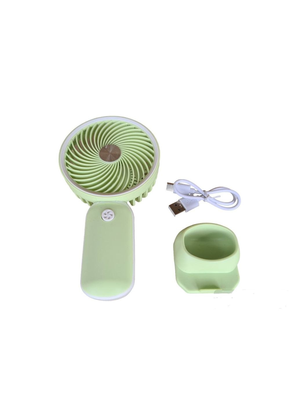 Портативный ручной мощный аккумуляторный мини вентилятор Fan HX с USB зарядкой Зеленый Led (299768666)