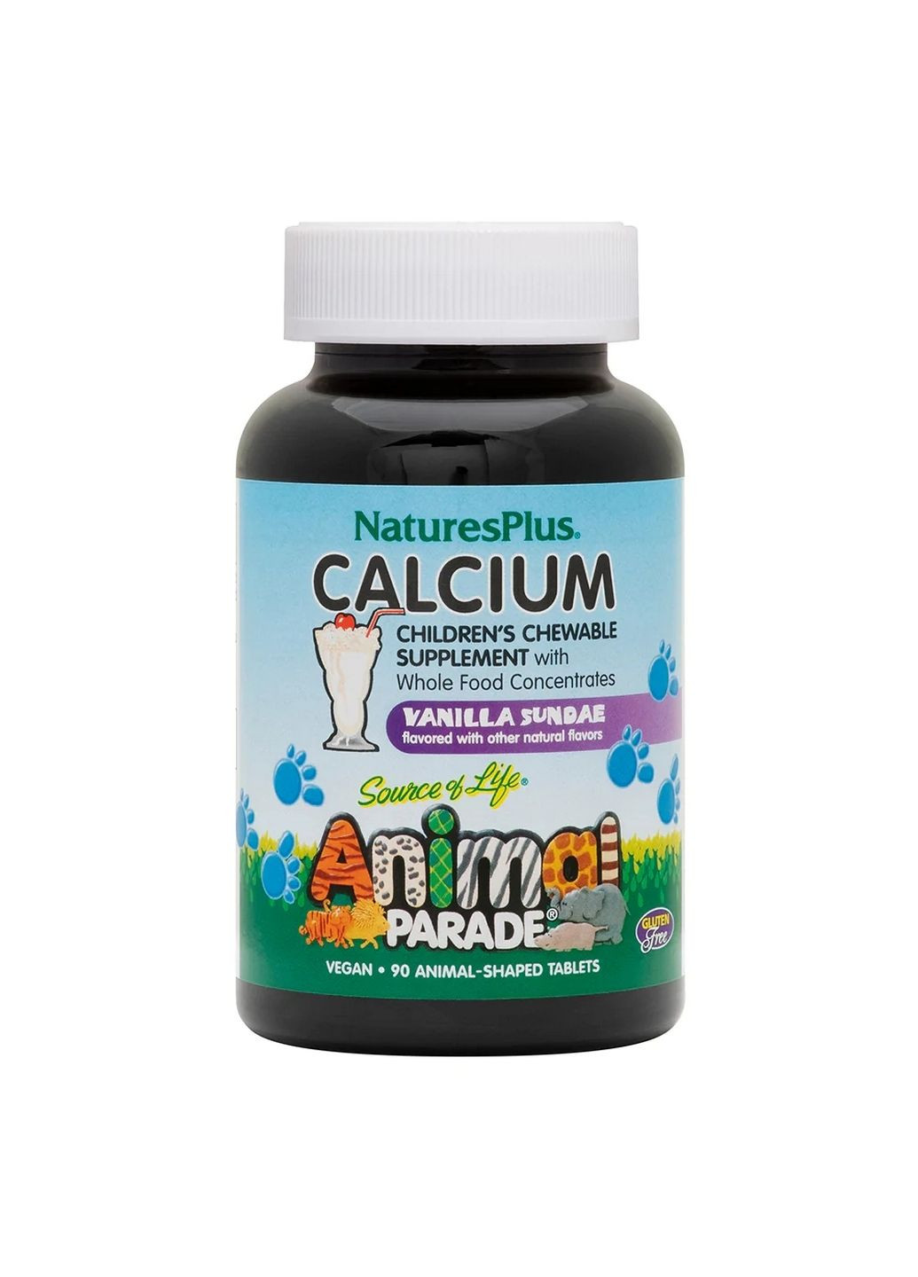 Вітаміни та мінерали Animal Parade Calcium, 90 жувальних таблеток - ваніль Natures Plus (293342048)