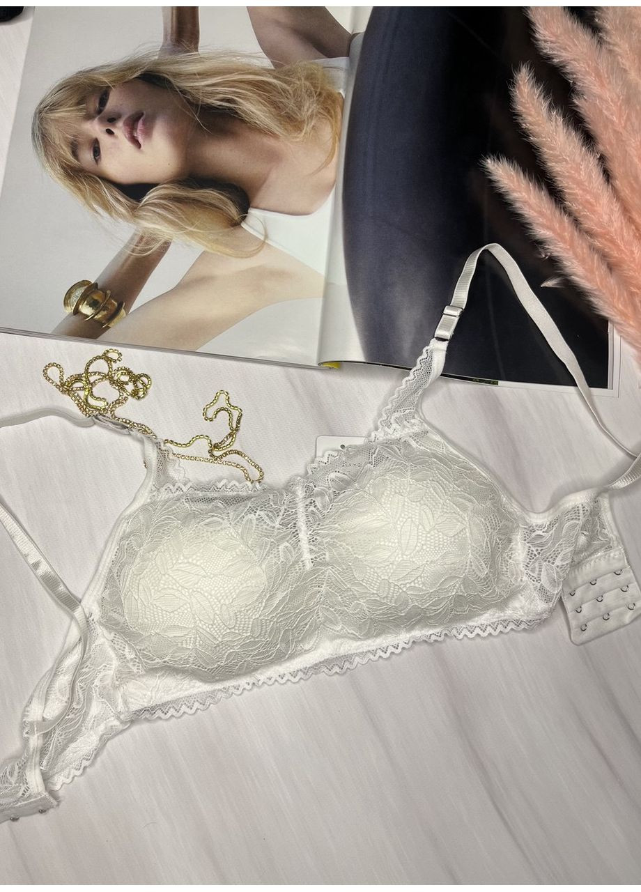 Белый топ топ-бюстгальтер кружевной без косточек Beisdanna без косточек спандекс, нейлон