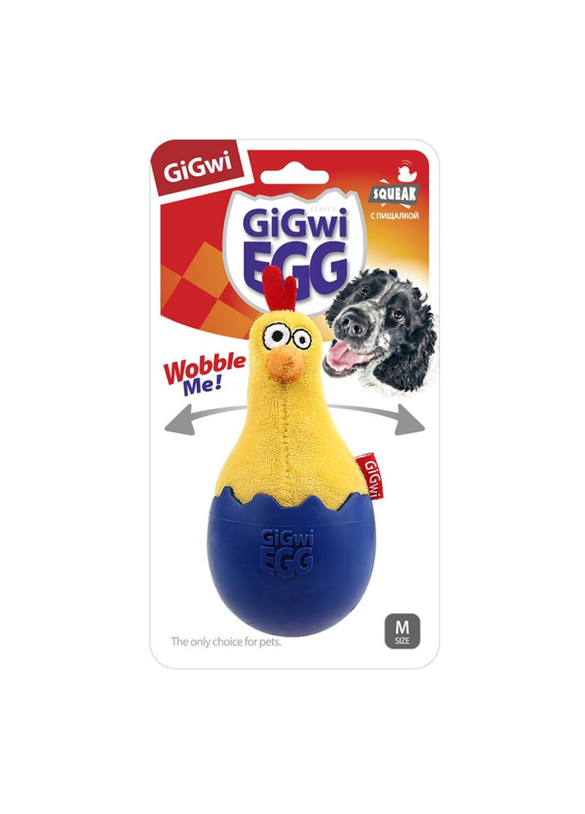 Іграшка для собак Курчаневаляйко з пискавкою Basic 14 см Жовтий (75476) GiGwi (279561368)